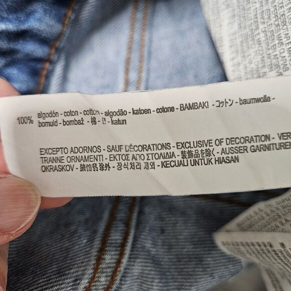 Zara Basic Z1975 Denim Boho Fringe Ankle Jeans Women 6 (30x26) Blue Raw Hem NWOT - Picture 3 of 11